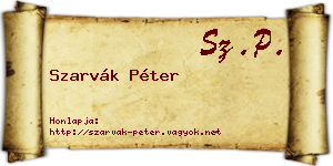 Szarvák Péter névjegykártya