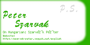 peter szarvak business card